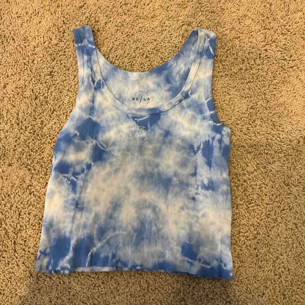 Tie a dye crescent moon tank top